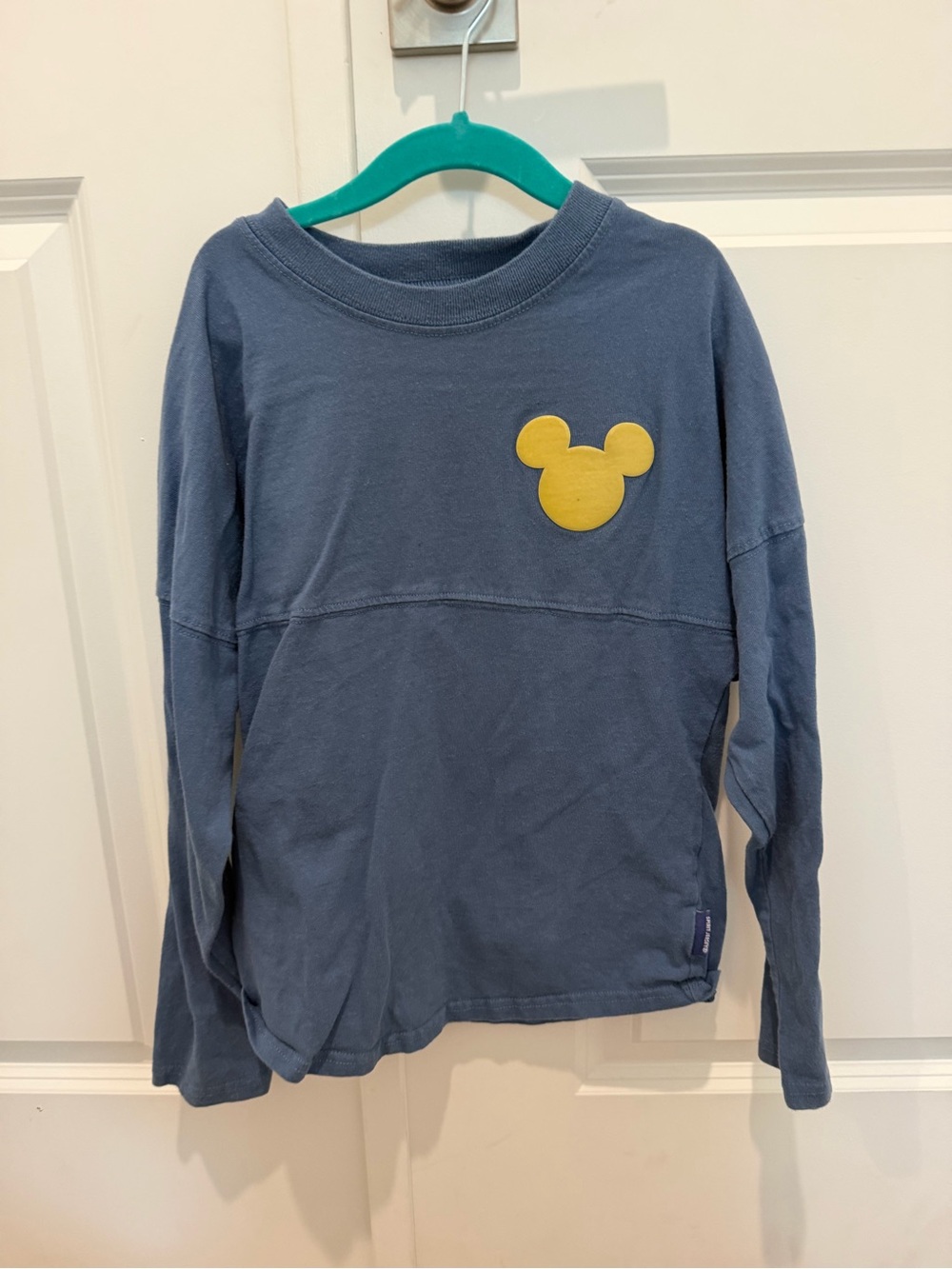 Disneyland Kids Long-Sleeve Blue Top with Yellow Mickey Accent Spirit Jersey